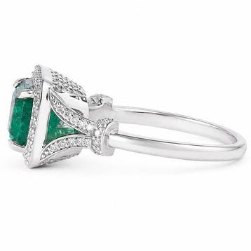 Statement ring Platina - 3.00ct. tw. Smaragd - Diamant -