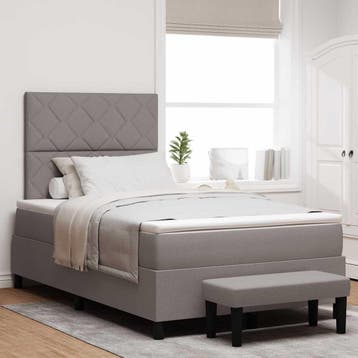 vidaXL Boxspring bed met hoofdeinde Taupe 120 x 200 cm Stof, Verzenden, Nieuw