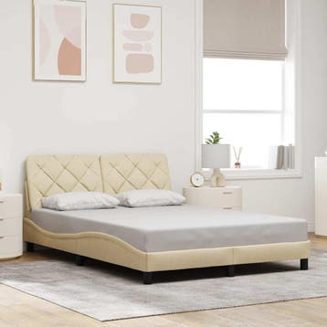 vidaXL Bedframe zonder matras stof crèmekleurig 140x190 cm, Verzenden, Nieuw