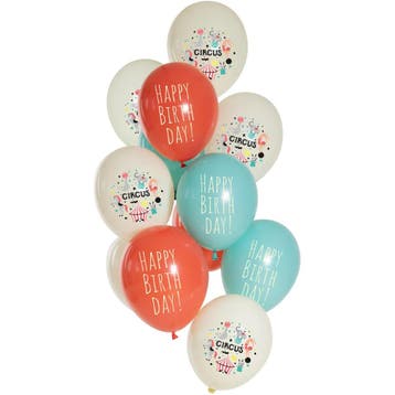 Happy Birthday Ballonnen Circus 33cm 12st, Verzenden, Nieuw