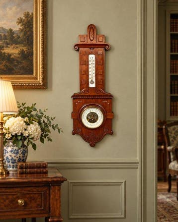 Aneroid barometer - Bois - baromètre anéroïde mural