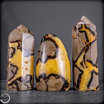 Septarien Trio – Drie monumentale natuurkunstwerken in goud,