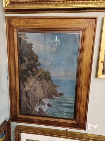 Sirio Magni Terrabuio (1897) - Marina con scogliera, Antiek en Kunst