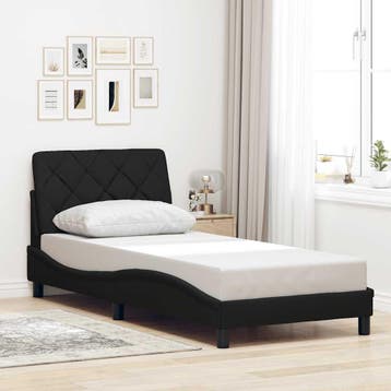 vidaXL Bedframe zonder matras 90x190 cm stof zwart, Verzenden