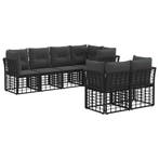 vidaXL Buiten bank set met kussen 7 pcs Zwart Polyester, Tuin en Terras, Verzenden, Nieuw