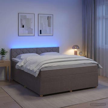 vidaXL Boxspringbed met matras met hoofdeinde Taupe 160 x, Verzenden, Nieuw