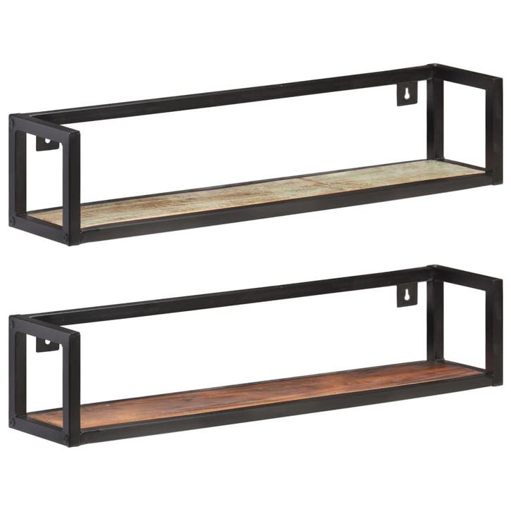 vidaXL Wandschappen 2 st 80 cm massief gerecycled hout, Maison & Meubles, Armoires | Armoires murales, Envoi