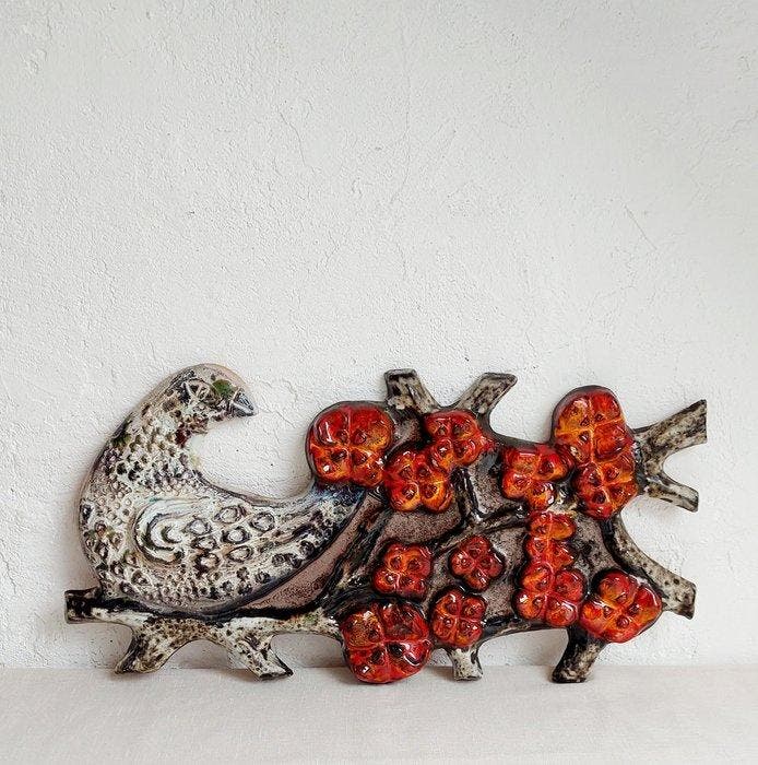 WGP - Ruscha? - Figuur - Wall tile pigeon - Keramiek, Antiquités & Art, Antiquités | Verre & Cristal