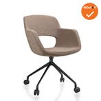 Bouclé - Vergaderstoel - Onderstel met wielen - Beige, Vergader- of Presentatieruimte, Ophalen of Verzenden, Gebruikt, Stoel