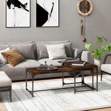 vidaXL Salontafels 2 st bewerkt hout gerookt eikenkleurig, Verzenden, Nieuw