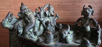 Antiek Shaivite huisaltaar (Panchayatana) 11,5 x 12 cm -