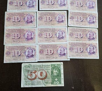 Zwitserland. - 14 Banknotes - 1961/1977 (Zonder, Postzegels en Munten