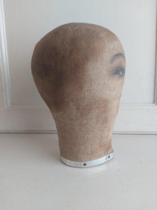 Mannequin - Antique millinary hat block, pruikenmakershoofd,, Antiek en Kunst, Curiosa en Brocante