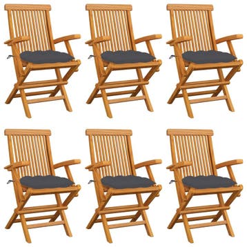 vidaXL Klapstoelen met antracietkleurige kussens, 6 stuks,, Verzenden, Nieuw