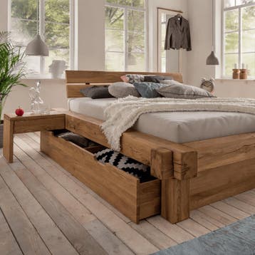 TPT Möbel Woodstock Massief Eiken Balkenbed met Bedlades - 2, Maison & Meubles