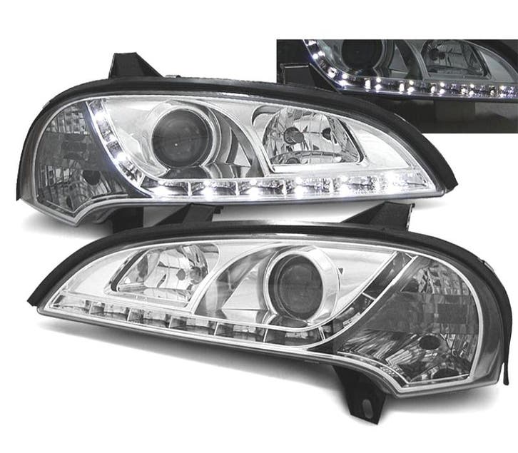 PHARES POUR OPEL TIGRA 95-03 DAYLIGHT LED FOND CHROMÉ, Auto-onderdelen, Verlichting, Verzenden