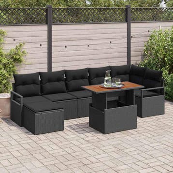 vidaXL Tuinbank Set 8 st Zwart en Bruin, Verzenden, Nieuw