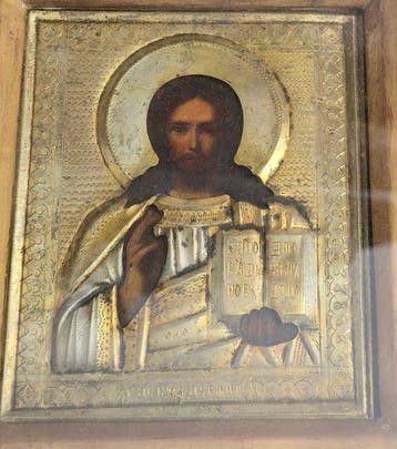 Icoon - Christus Pantokrator - Hout, Metaal