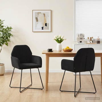 vidaXL Eetstoelen 2 st fluweel Zwart 55 x 50 x 84 cm, Verzenden, Nieuw