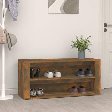 vidaXL Schoenenrek 100x35x45 cm bewerkt hout gerookt, Verzenden