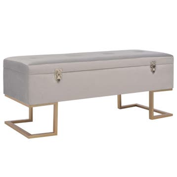 vidaXL Bankje met opbergvak 105 cm fluweel grijs, Verzenden, Nieuw