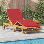 vidaXL Ligstoel 2 pcs Rood Massief Acacia Hout, Tuin en Terras, Verzenden, Nieuw