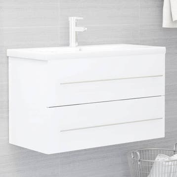 vidaXL Wastafelkast 80x38,5x48 cm bewerkt hout wit, Verzenden, Nieuw
