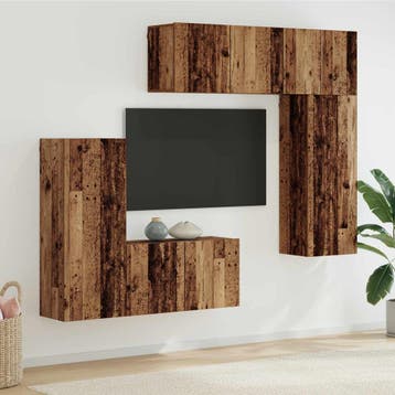 vidaXL TV Wand Eenheid 5 st Oud Hout Bewerkt hout, Verzenden, Nieuw
