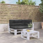 vidaXL Palletkussens 3 st stof zwart, Verzenden, Nieuw