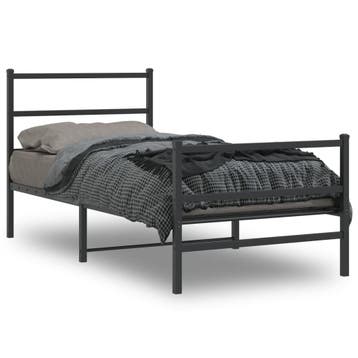 vidaXL Bedframe met hoofd- en voeteneinde metaal zwart, Verzenden