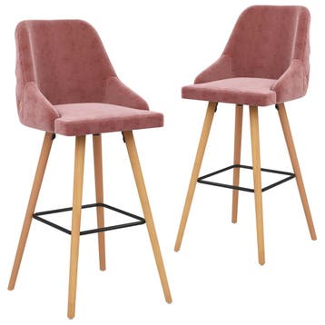 vidaXL Barkrukken 2 st fluweel roze, Huis en Inrichting, Barkrukken, Verzenden, Nieuw