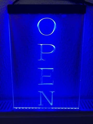 OPEN neon bord lamp LED verlichting reclame lichtbak VERTICA, Verzenden, Nieuw