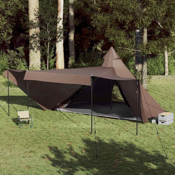 vidaXL Tipitent 8-persoons waterdicht bruin, Caravans en Kamperen, Tenten, Nieuw, Verzenden