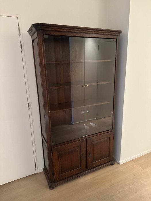 Kast - Eik, Glas, Antiquités & Art, Curiosités & Brocante