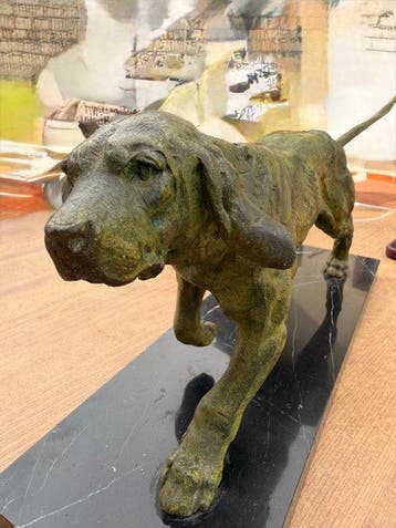 Statuette, Braque en mouvement - 15 cm - Régule