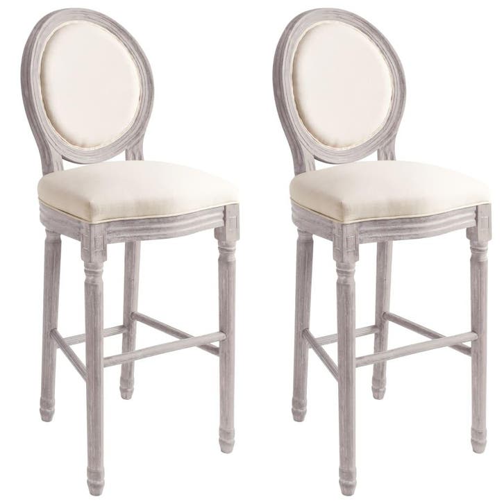 vidaXL Barkrukken 2 st linnen wit, Huis en Inrichting, Barkrukken, Nieuw, Verzenden