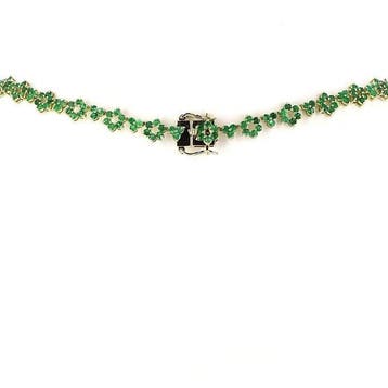 Halsketting - 14 karaat Geel goud - 11.00ct. tw. Smaragd -, Nieuw