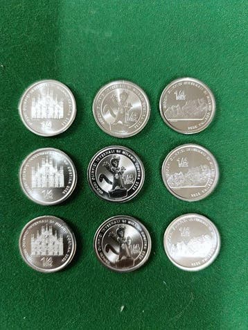 Italië. 1/4 Euro 2025 Milano Cortina (9 monete) (Zonder