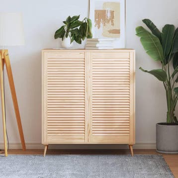 vidaXL Kastdeuren met lamellen 2 st 99,3x49,4 cm massief, Verzenden
