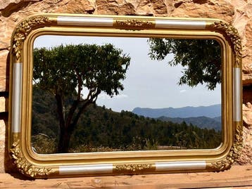 Miroir mural - Chêne - Grand bois vintage, gesso