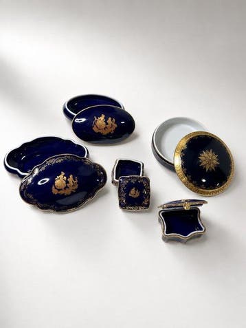 Limoges - Boîte (5) - Porcelaine - Porcelaine bleu doré