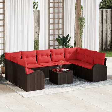 vidaXL Bankstel 10 st Bruin [Synthetisch]: Poly Riet, Tuin en Terras, Verzenden, Nieuw