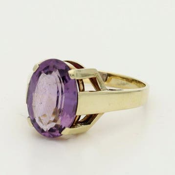 Bague - 14 carats Or jaune - 3.86ct. tw. Améthyste
