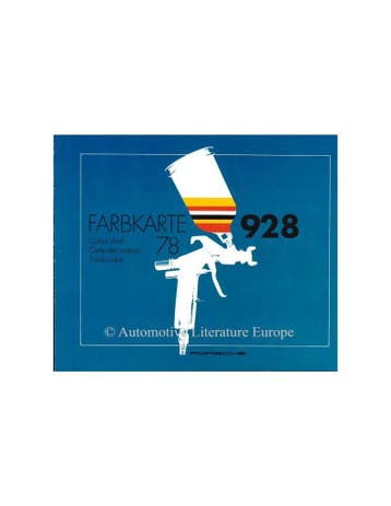 1978 PORSCHE 928 KLEURENKAART BROCHURE, Ophalen of Verzenden