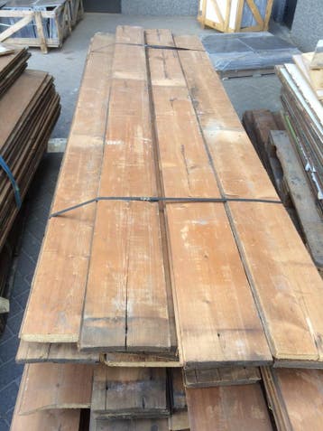 Oude grenen en vuren vloerdelen en dakbeschot, Doe-het-zelf en Bouw, Hout en Planken, Ophalen of Verzenden, Gebruikt, Grenen, Plank