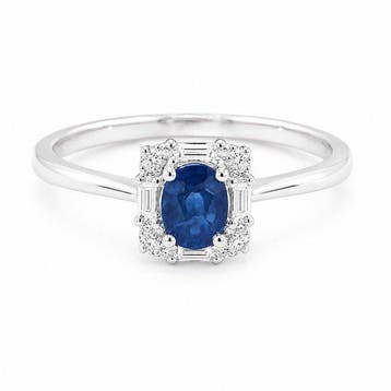 Zonder minimumprijs - Ring Verguld Saffier - 18kt, Nieuw