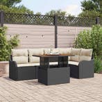 vidaXL Tuinbank Set met opslag 6 pcs Zwart Poly rattan, Verzenden, Nieuw