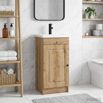 vidaXL Badkamer Vanity met Wastafel Artisanaal eiken 42 x 40, Verzenden, Nieuw