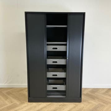 Ahrend roldeurkast 2 legborden en 4 uittrekframes + sleutel, Huis en Inrichting, Gebruikt