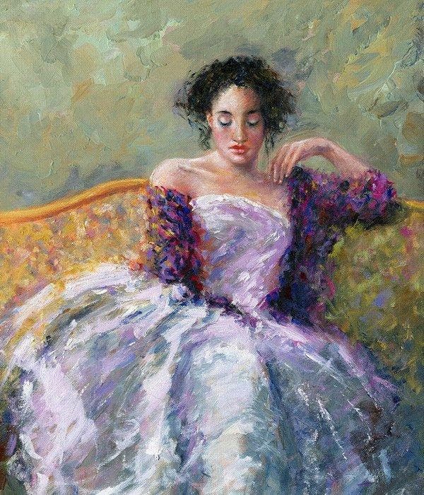 Mario Ros (XX) - Melancolía de seda, Antiek en Kunst, Kunst | Schilderijen | Klassiek